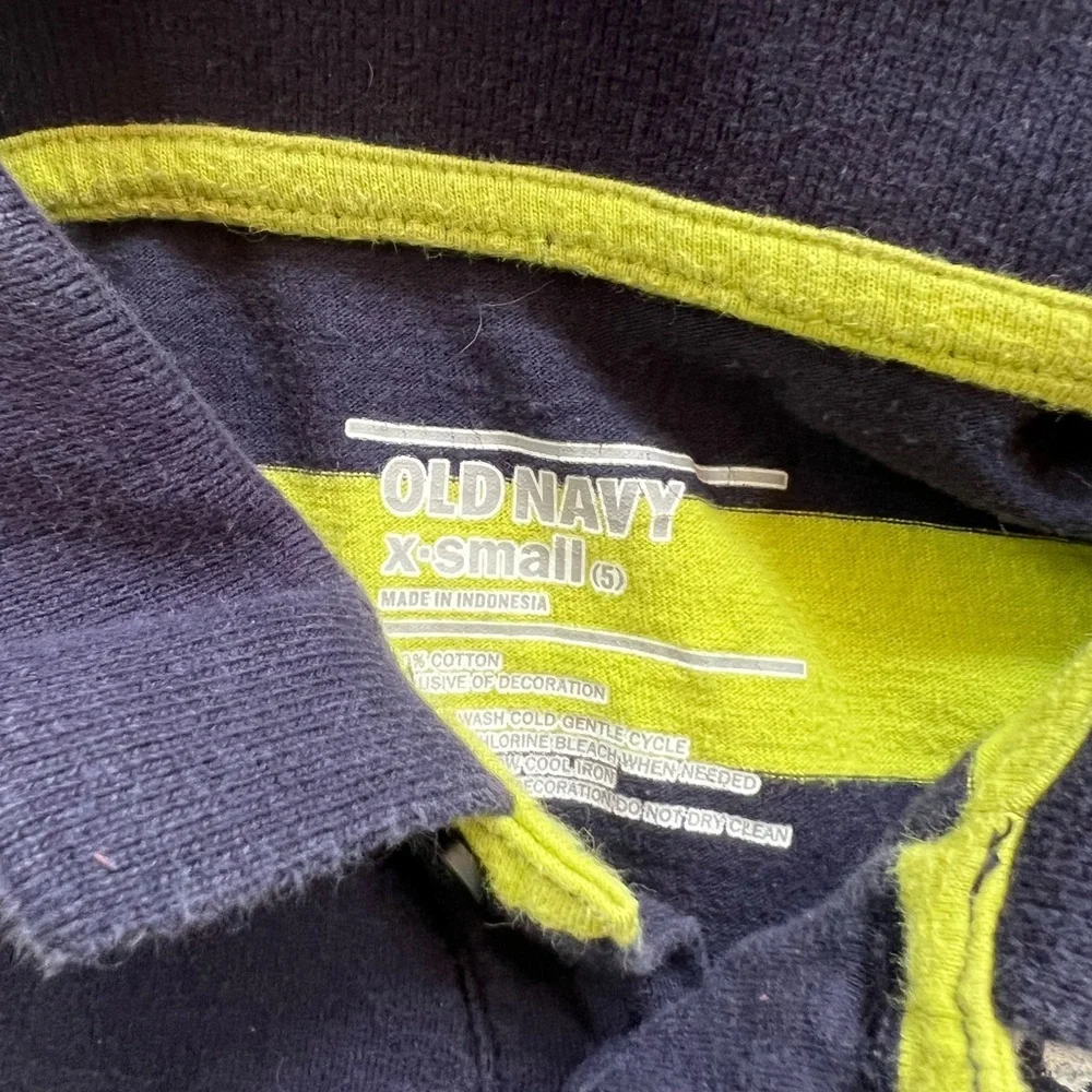 Navy and Green Striped Kids Polo Shirt